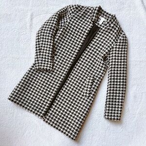 h & m houndstooth open front coat